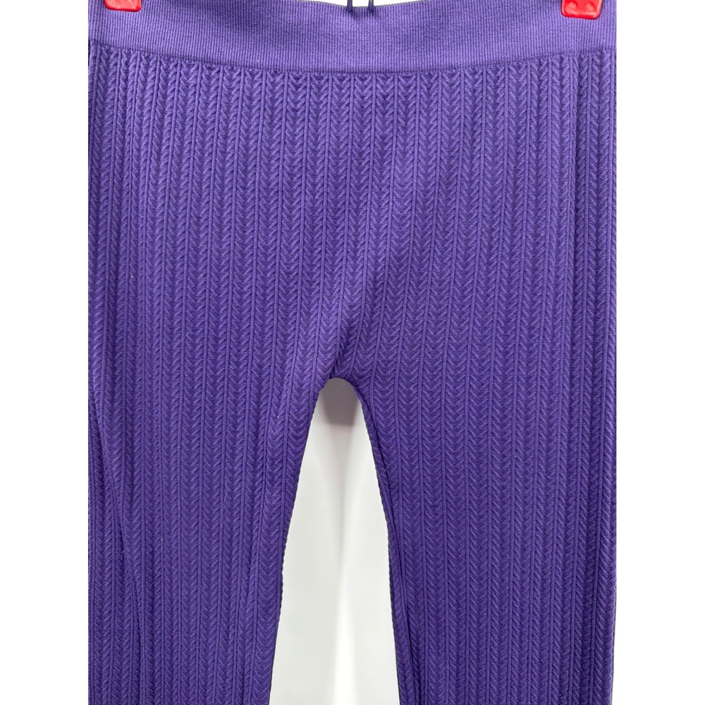 One Step‎ Up Purple Chevron Cable Knit Textured Leggings S/M High Waist Ribbed